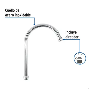 Foset Cuello alto/curvo para mezcladora de fregadero, cromo, Basic