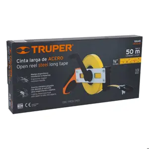 Cinta métrica larga 50 m, metálica, tipo cruceta, TRUPER