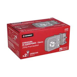 43493 / CS-65D Hermex Cerradura sobreponer, puerta corrediza, clásica, derecha
