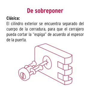 Hermex Cerradura sobreponer, puerta corrediza, clásica, izquierda
