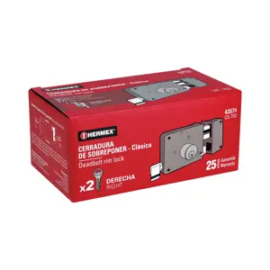 43574 / CS-70D Hermex Cerradura sobreponer der clásica, llave tradicional, caja