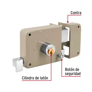 Hermex Cerradura sobreponer der clásica, llave tradicional, caja