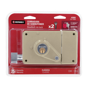 Truper Deadbolt Rim Door Lock Set | Right Hand Model With 2 Keys