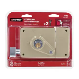 43583 / CS-70DB Hermex Cerradura sobreponer der clásica, llave tradicional, blíster