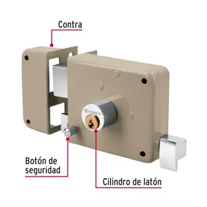 Hermex Cerradura sobreponer izq clásica, llave tradicional, blíster