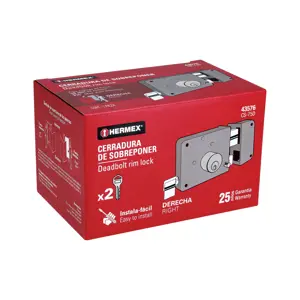 43576 / CS-75D Hermex Cerradura sobreponer der instala-fácil, tradicional, caja