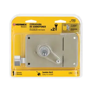 27049 / CS-75DBP Hermex Cerradura sobreponer der instala-fácil, blíster, Basic