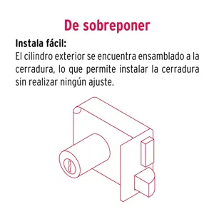 Hermex Cerradura sobreponer der instala-fácil, cromada, tradicional
