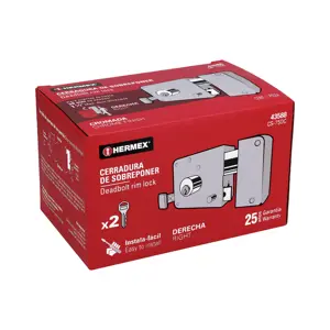 43588 / CS-75DC Hermex Cerradura sobreponer der instala-fácil, cromada, tradicional