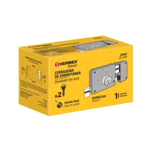 27047 / CS-75DP Cerradura sobreponer der instala-fácil, caja, Hermex Basic
