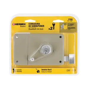 Hermex Cerradura sobreponer izq instala-fácil, blíster, Basic
