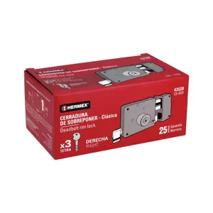 43528 / CS-80D Hermex Cerradura sobreponer derecha clásica, llave tetra, caja
