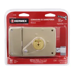 43586 / CS-85IB Hermex Cerradura sobreponer izq instala-fácil, llave tetra, blíster