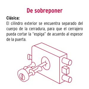 Hermex Cerradura sobreponer der 2 barras clásica, llave tradicional