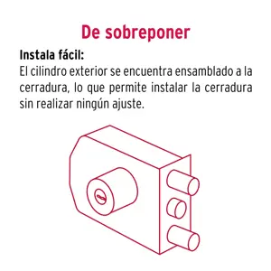 Hermex Cerradura sobreponer 2 barras instalafácil, llave puntos