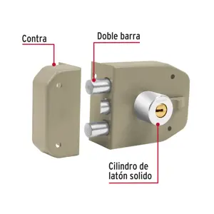Hermex Cerradura sobreponer 2 barras instalafácil, llave puntos