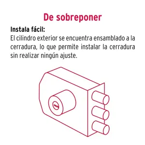 Hermex Cerradura sobreponer 3 barras instalafácil, llave puntos