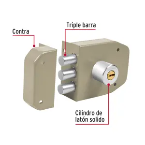 Hermex Cerradura sobreponer 3 barras instalafácil, llave puntos