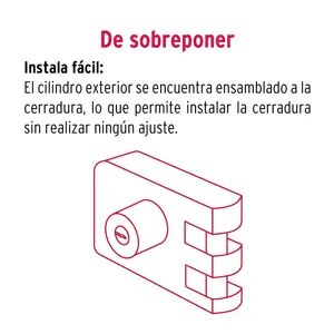 Hermex Cerradura sobreponer, puerta corrediza, instala-fácil, der.