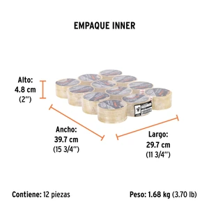 Cinta de empaque 48 mm x 50 m transparente, Truper