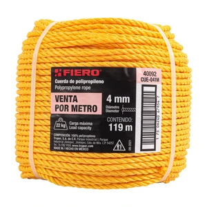 Fiero Metro de cuerda amarilla de polipropileno 4 mm, rollo 119m