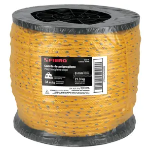 44486 / CUE-08 Fiero Kilo de cuerda amarilla de polipropileno 8mm, carrete 20kg