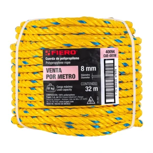 Fiero Metro de cuerda amarilla de polipropileno 8 mm, rollo 32m