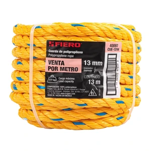 Fiero Metro de cuerda amarilla de polipropileno 13 mm, rollo 13m