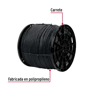 Fiero Kilo de cuerda negra de polipropileno 13 mm, carrete 30kg