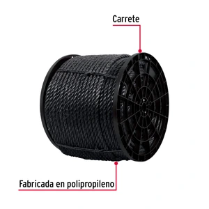 Fiero Kilo de cuerda negra de polipropileno 19 mm, carrete 30kg