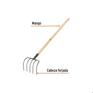 Cultivador forjado, 5 dientes, mango de 60