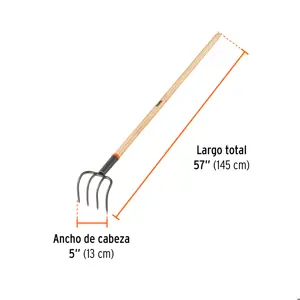 Cultivador forjado, 5 dientes, mango de 60