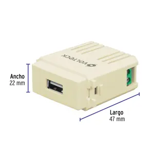 Módulo puerto USB, línea Italiana, color marfil, Volteck