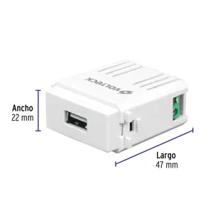 Módulo puerto USB, línea Italiana, color blanco, Volteck