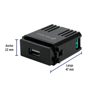 Módulo USB, línea Italiana, color negro, Volteck