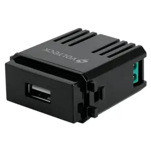 Módulo USB, línea Italiana, color negro, Volteck