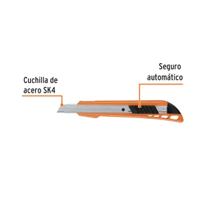 Cutter 9 mm reforzado de plástico con alma metálica, Truper