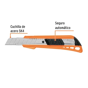 Cutter 18 mm reforzado de plástico con alma metálica, Truper