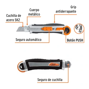 Cutter 18 mm trabajo pesado c/alma metálica y grip, Expert