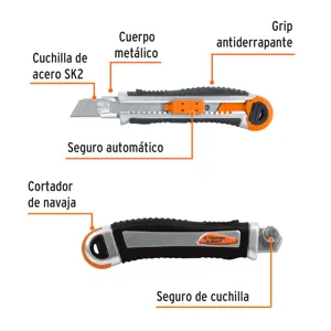 16976 / CUT-6XX Cutter 18 mm trabajo pesado c/alma metálica y grip, Expert