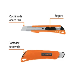 Cutter 25 mm reforzado de plástico con alma metálica, Truper