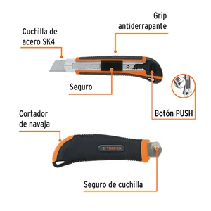 Cutter 25 mm profesional con alma metálica y grip, Truper
