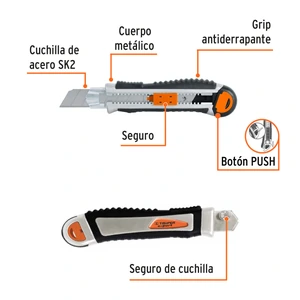 Cutter 25 mm trabajo pesado c/alma metálica y grip, Expert