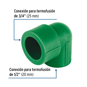 Codo 90° PPR reducido,  3/4