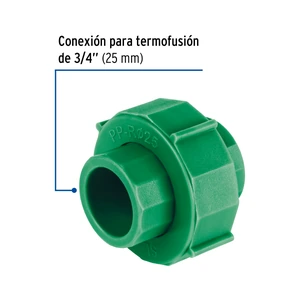 Tuerca unión PPR, plástica,  3/4