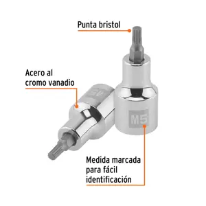 Dado punta corta bristol M5, cuadro 1/2