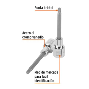 Dado punta larga bristol M6, cuadro 1/2