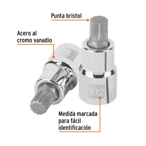 Dado punta corta bristol M12, cuadro 1/2