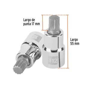 Dado punta corta bristol M12, cuadro 1/2