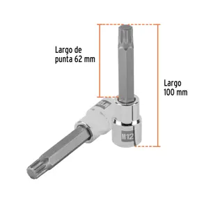 Dado punta larga bristol M12, cuadro 1/2